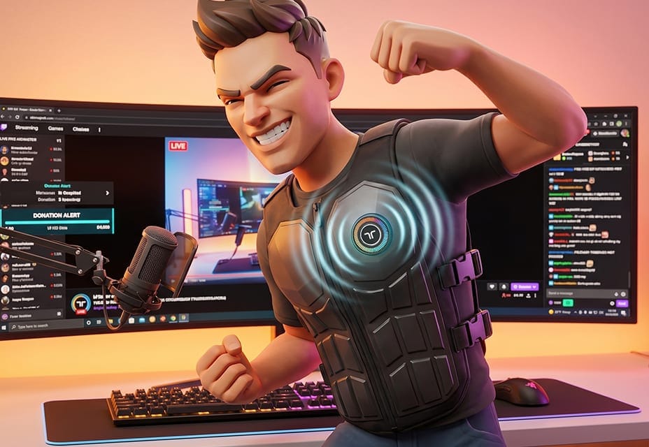The streamer reacts physically
